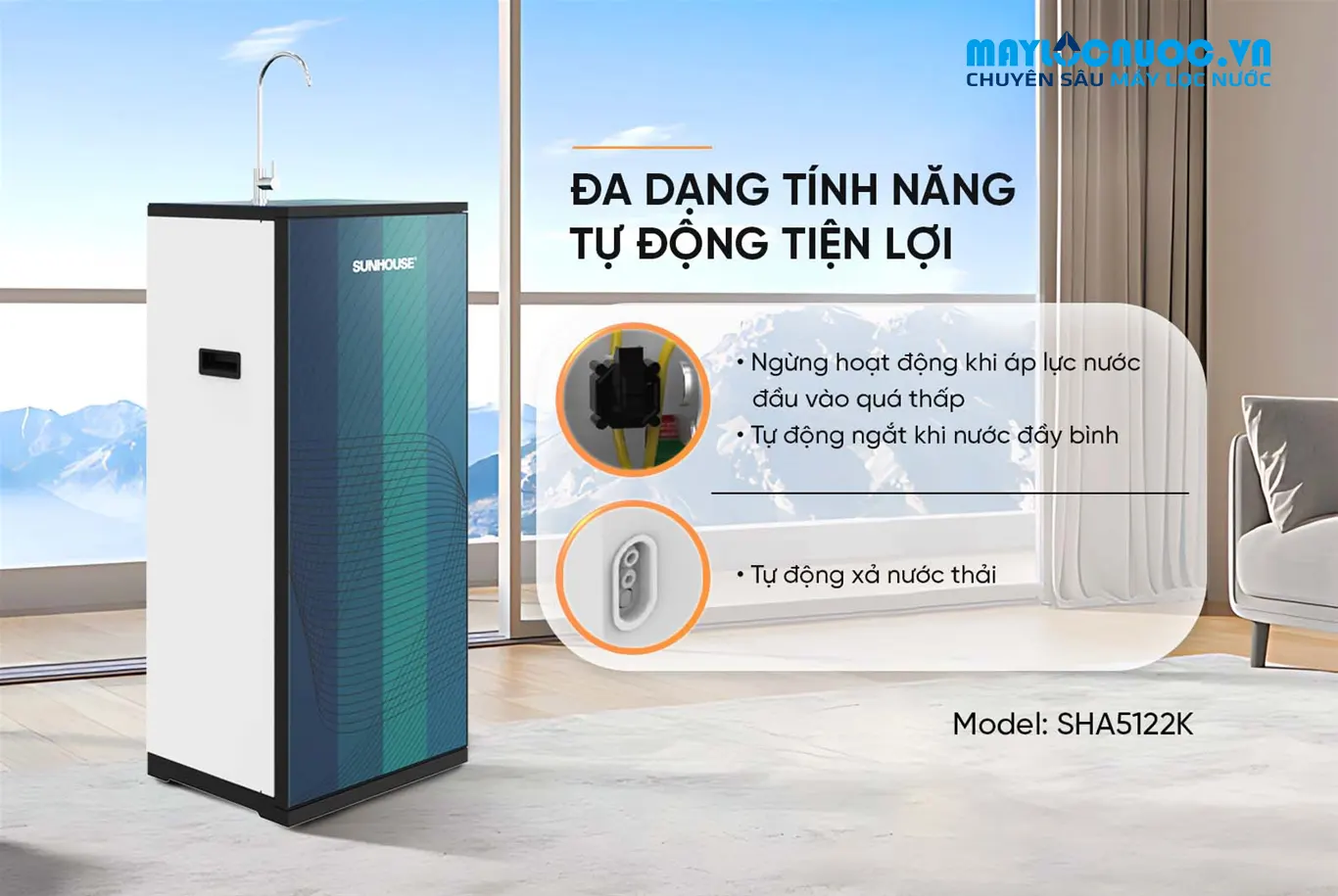 MÁY LỌC NƯỚC RO SUNHOUSE SHA5122K-09 LÕI 